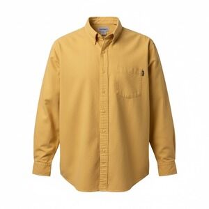 Carhartt Mens Yellow Button Down Long Sleeve Work Shirt Size 2XL 100 Cotton